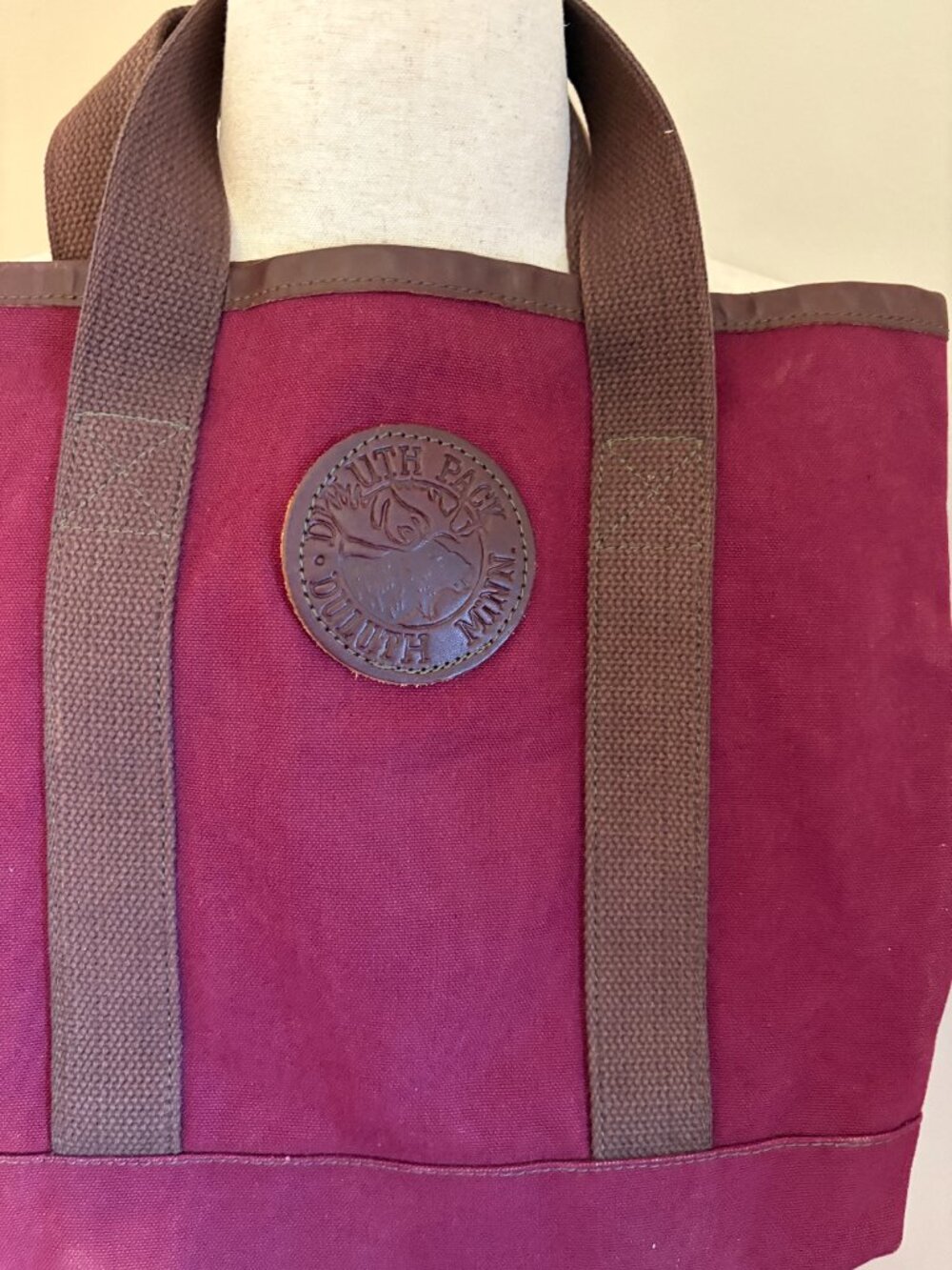 Vintage Duluth Pack Canvas Tote Bag Burgundy Maroon Brown USA 2006 - Picture 5 of 12